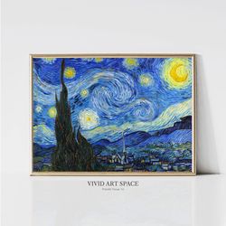 Vincent van Gogh Starry Night  Impressionist Landscape Painting  Famous Art Print  Vintage Print  Printable Wall Art  Di
