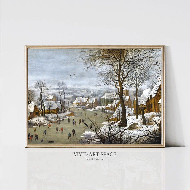 Landscape with Ice Skaters by Pieter Bruegel the Elder Renaissance Art Winter Classic Art Print Printable Wall Art Digital Download.jpg