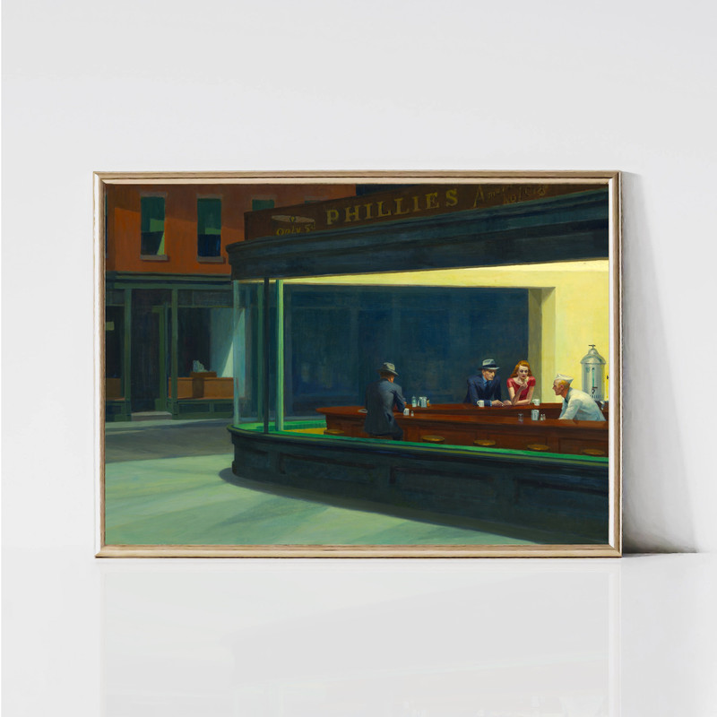 Nighthawks by Edward Hopper Modern American Realism Painting Urban City Poster Night Art Print Printable Wall Art Digital Download.jpg