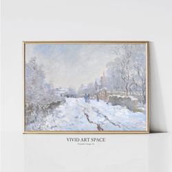 Snow at Argenteuil by Claude Monet  Impressionist Landscape Painting  Winter Art Print  Snowy Town Printable Wall Art  D