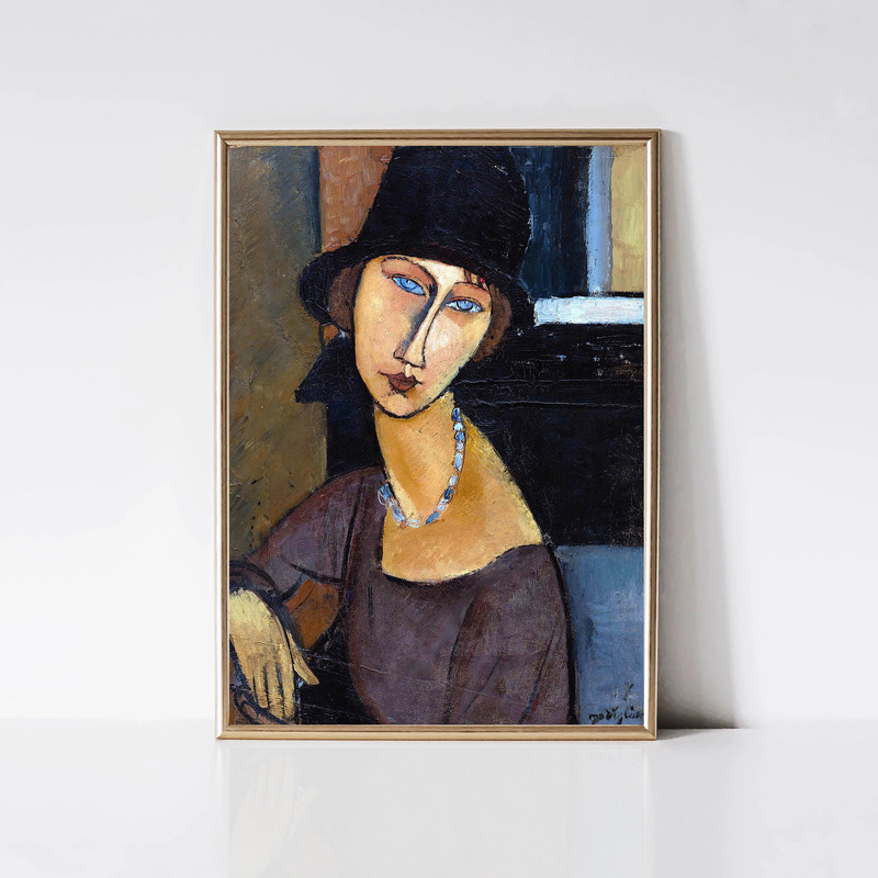 Amedeo Modigliani Woman with Hat and Necklace Modernist Portrait Painting Vintage Portrait Print Printable Wall Art Digital Download.jpg