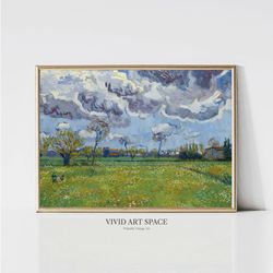Landscape Under a Stormy Sky by Vincent van Gogh  Impressionist Landscape Painting  Stormy Sky Print  Printable Wall Art