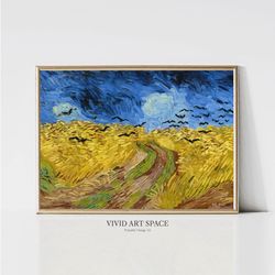 Wheat Field with Crows by Vincent van Gogh  Impressionist Landscape Painting Print  Famous Art Print  Printable Wall Art