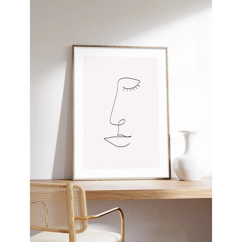Minimalist poster, One line, The face, One line, Museum quality art printing on paper.jpg