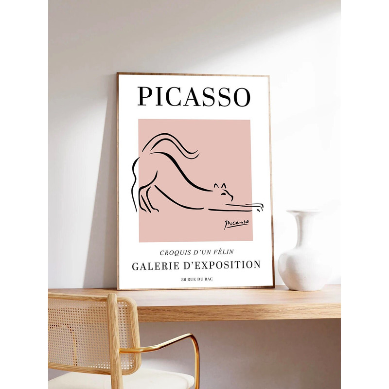 Picasso poster, Le chat, line drawing, Le chat, Pablo Picasso, Line art, museum quality paper.jpg