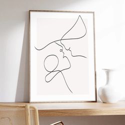 minimalist poster, the kiss, one line poster, the kiss, love, museum quality art printing on paper-1