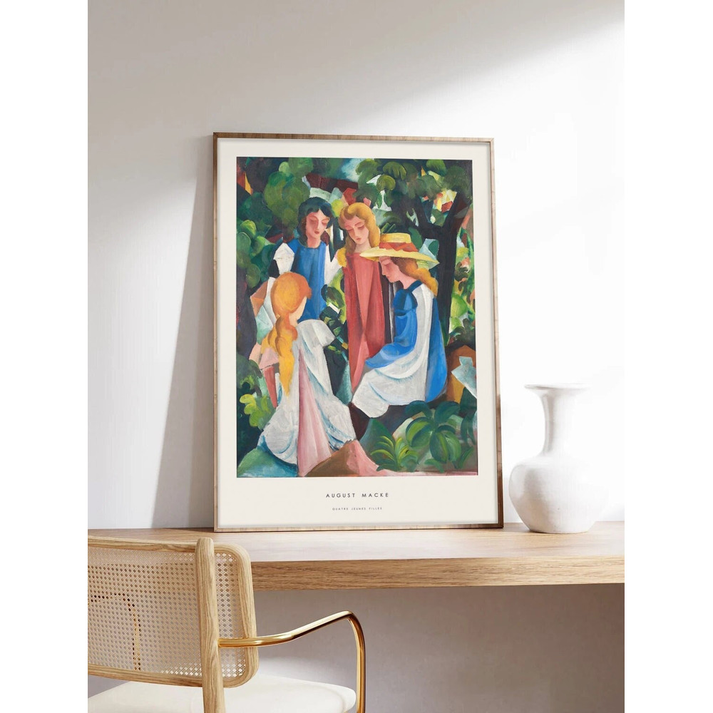 Macke Poster, Four Young Girls, August Macke Poster, Exhibition Poster, Art Print on Museum Quality Paper.jpg