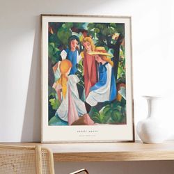 macke poster, four young girls, august macke poster, exhibition poster, art print on museum quality paper