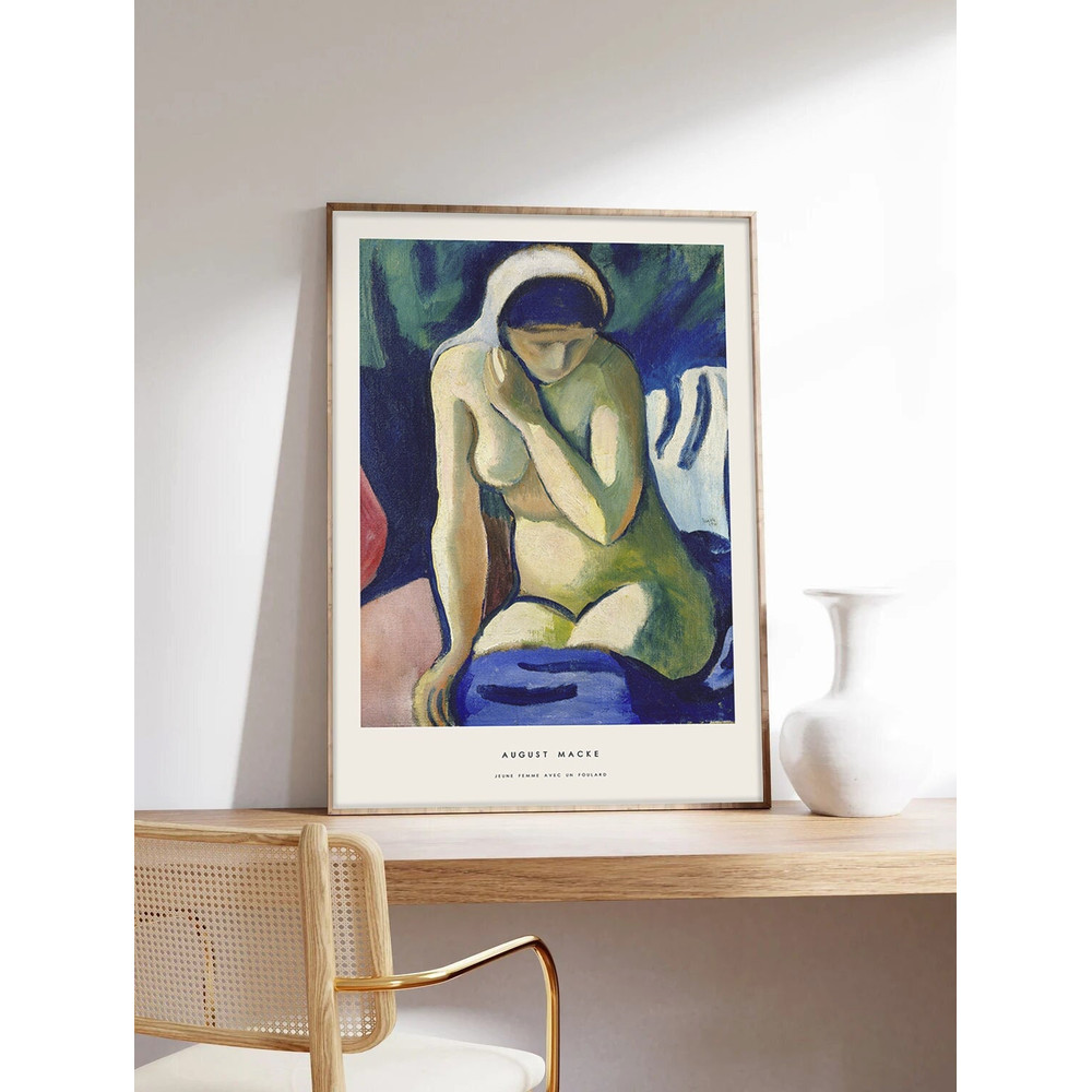 Macke Poster, Young Woman with a Scarf, August Macke Poster, Exhibition Poster, Art Print on Museum Quality Paper.jpg