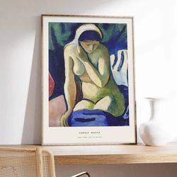 macke poster, young woman with a scarf, august macke poster, exhibition poster, art print on museum quality paper