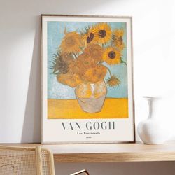 van gogh poster, the sunflower, vincent van gogh, sunflower, exhibition poster, museum quality art printing on paper