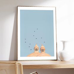 Paris poster, Birds Dance by Laura Sanchez, Sacr Coeur, Montmartre, Paris photography, Minimalist, museum quality paper