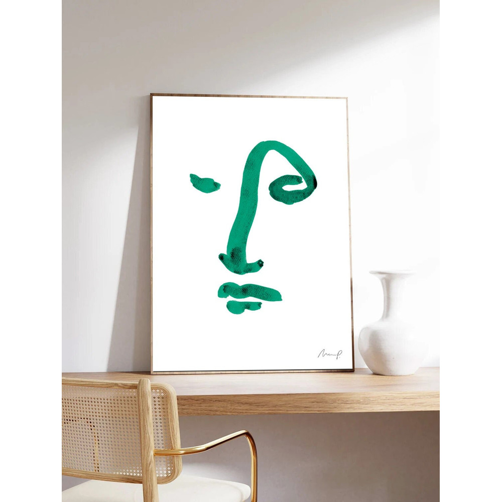 Portrait, Minimalist Art, Art Poster, Green portrait6 by Marc Palmade,Green Abstract Art,art print on museum quality paper.jpg