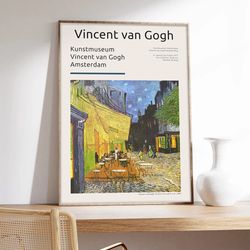 van gogh poster, terrace of a caf in the evening, vincent van gogh, exhibition poster, art printing on museum quality pa