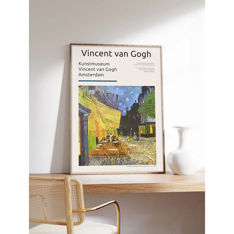 Van gogh poster, Terrace of a café in the evening, Vincent Van gogh, Exhibition poster, Art printing on museum quality paper.jpg