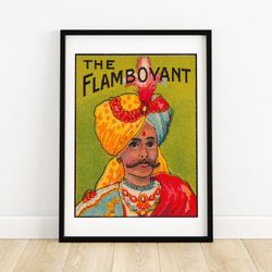 colourful turban - matchbox print - india wall art - vintage india art - matchbox wall poster - vintage poster print