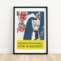 blending light bulbs - matchbox print - aesthetic wall art - vintage art - matchbox wall poster - vintage poster print