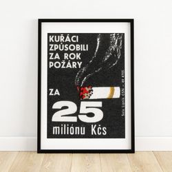 cost of fires from cigarettes - matchbox print - aesthetic wall art - vintage art - matchbox wall poster - vintage poste