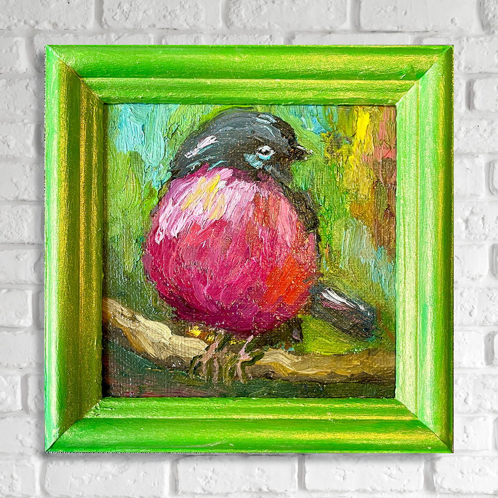 framed robin painting