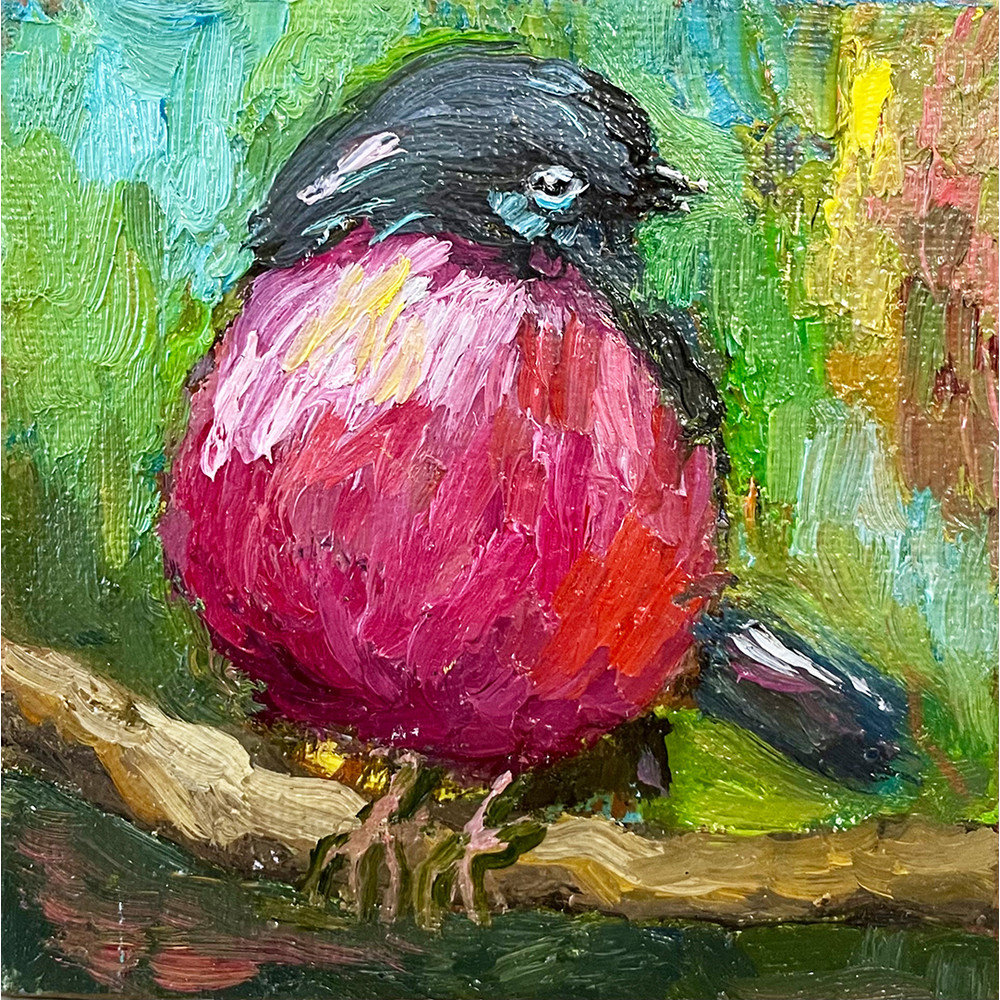 pink robin painting