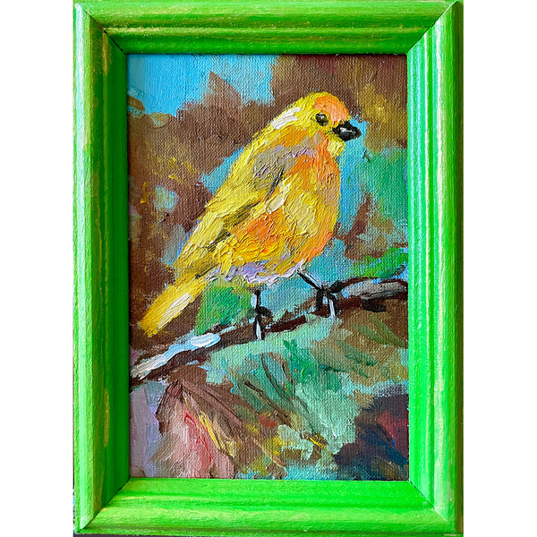 framed bird painting