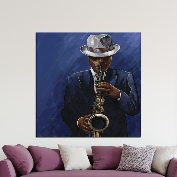 Canvas Gift, Wall Decor, Large Wall Art, Man Playing Saxophone, Music Wall Art, Saxophone Artwork, Jazz Canvas Gift, Jazz Music Canvas Art,.jpg