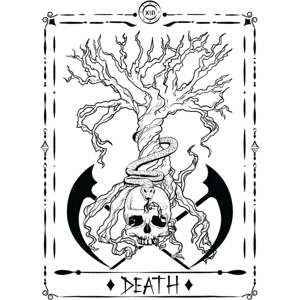 Tarot Design Tree Tarot Card Design Death XIII Tarot Card Scary Tree Skull - Inspire Uplift