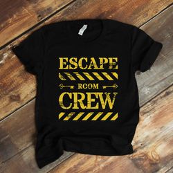 Matching escape room shirts, distressed escape room crew group shirts