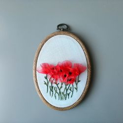 Poppies Embroidery Wall Art