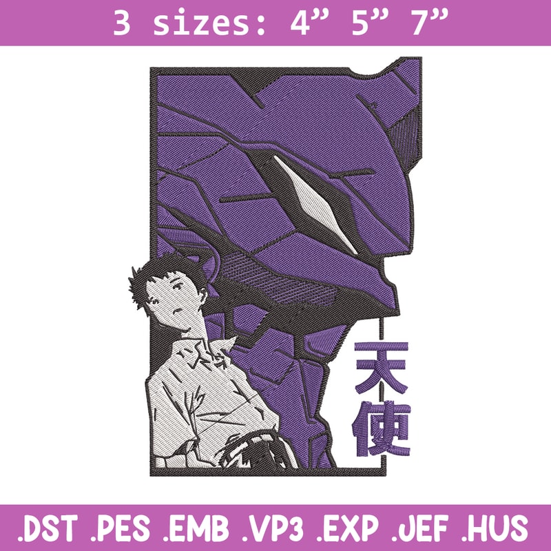 Ikari Shinji Embroidery Design, Evangelion Embroidery, Embroidery File, Anime Embroidery, Anime shirt, Digital download.jpg