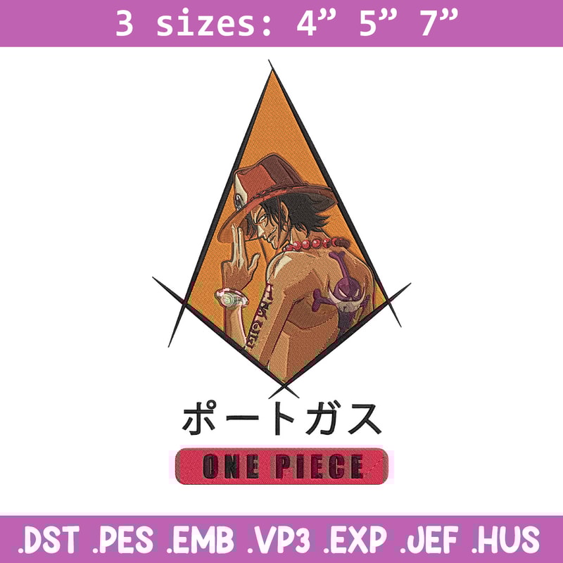 Ace poster Embroidery Design, One piece Embroidery, Embroidery File, Anime Embroidery, Anime shirt, Digital download..jpg