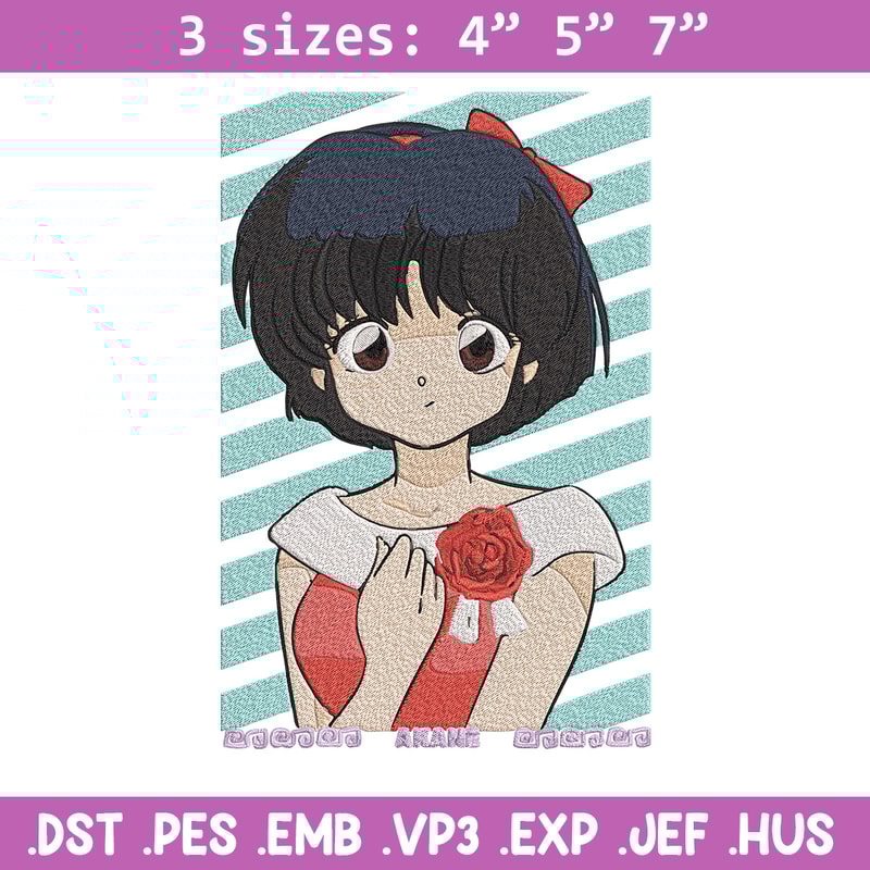 Akane Tendo Embroidery Design, Ranma Embroidery, Embroidery File, Anime Embroidery, Anime shirt, Digital download.jpg