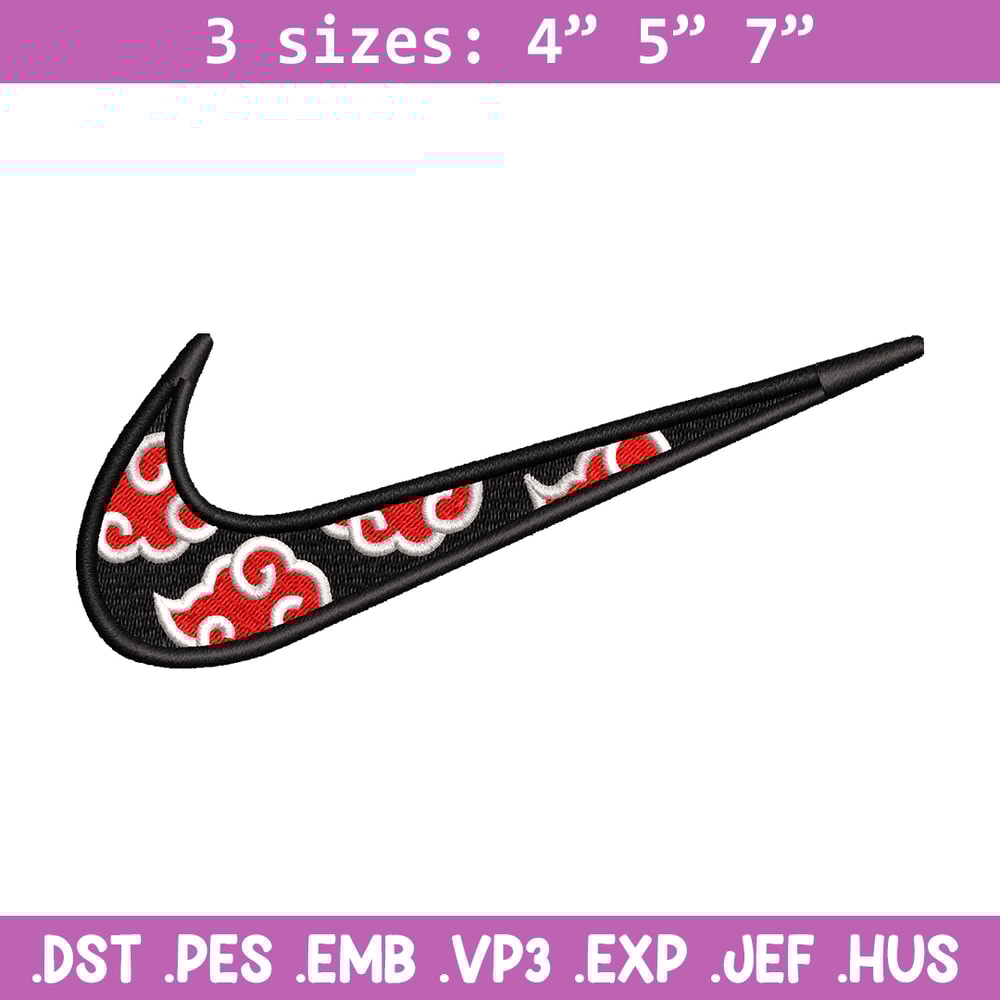 Akatsuki Nike embroidery design, Naruto embroidery, Nike design, anime design, anime shirt, Digital download.jpg