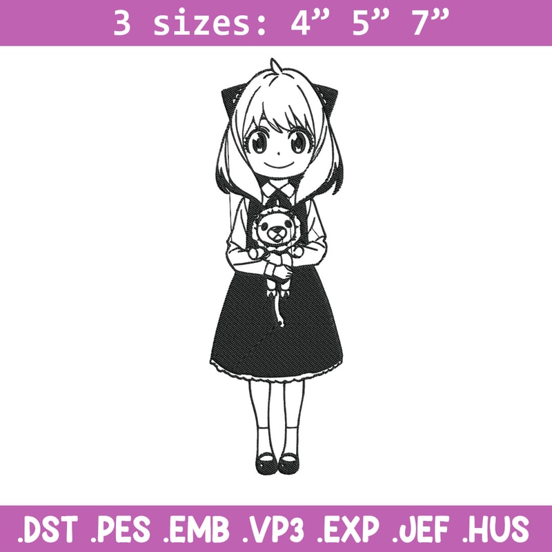 Anya Forger Embroidery Design, Spy x family Embroidery, Embroidery File, Anime Embroidery, Anime shirt,Digital download.jpg