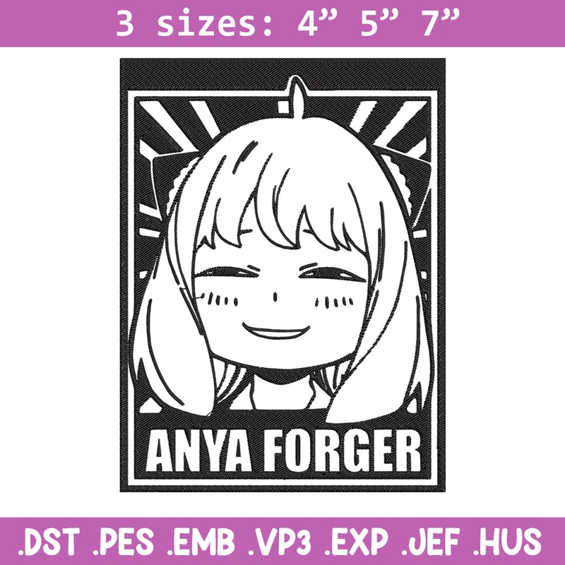 Anya poster Embroidery Design, Spy x family Embroidery, Embroidery File, Anime Embroidery, Anime shirt,Digital download.jpg