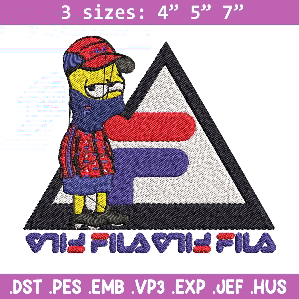 Bart Simpson Fila Embroidery design, Simpson Fila Embroidery, logo design, Embroidery File, Fila logo, Instant download..jpg