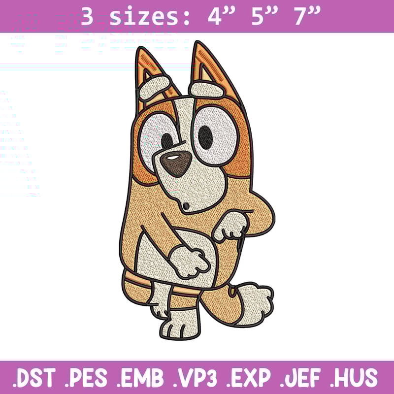 Bingo Heeler Embroidery, Bluey cartoon Embroidery, Embroidery File, cartoon design, cartoon shirt, Digital download..jpg