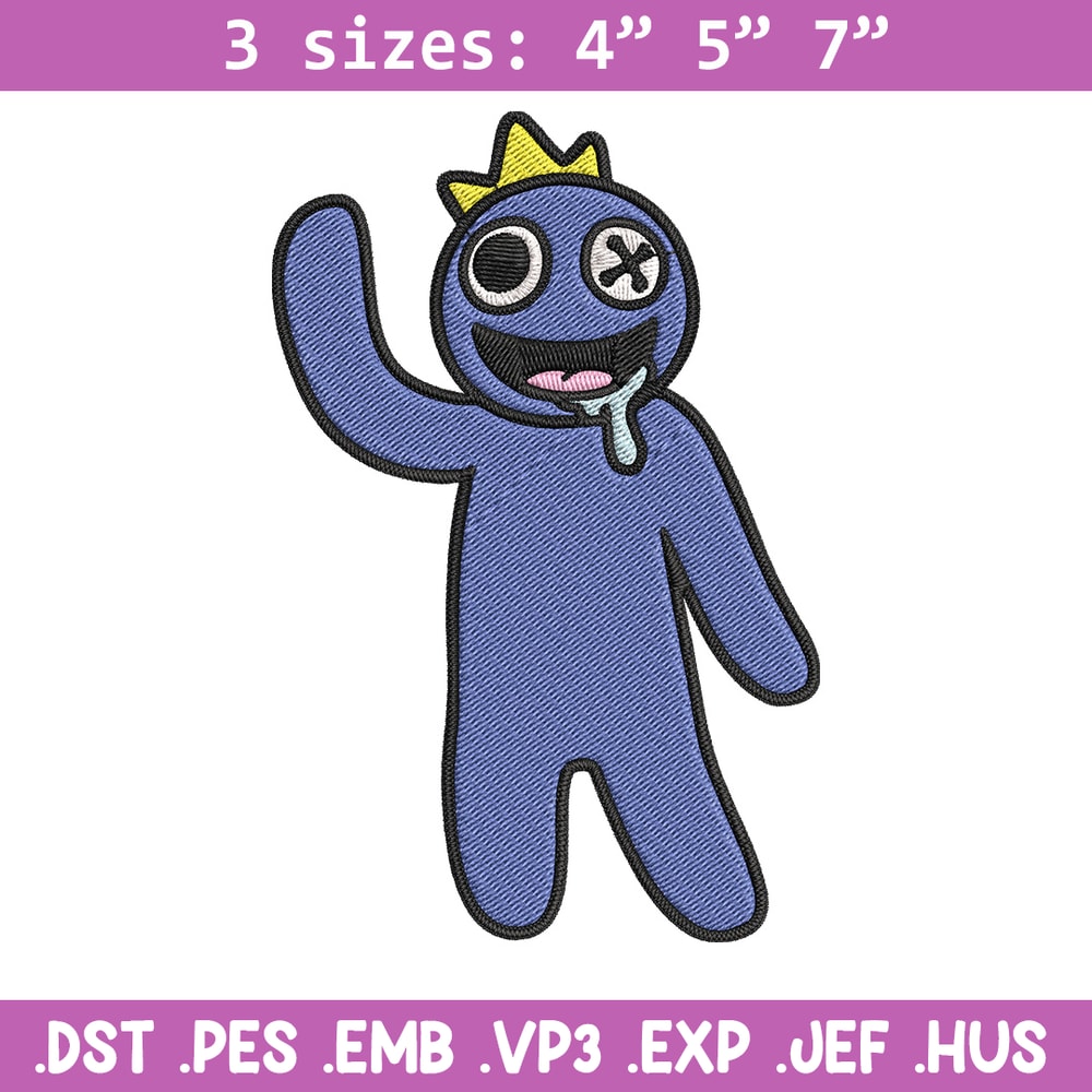 Blue Rainbow Embroidery Design, Rainbow Friends Embroidery, Embroidery File, Anime Embroidery, Digital download..jpg