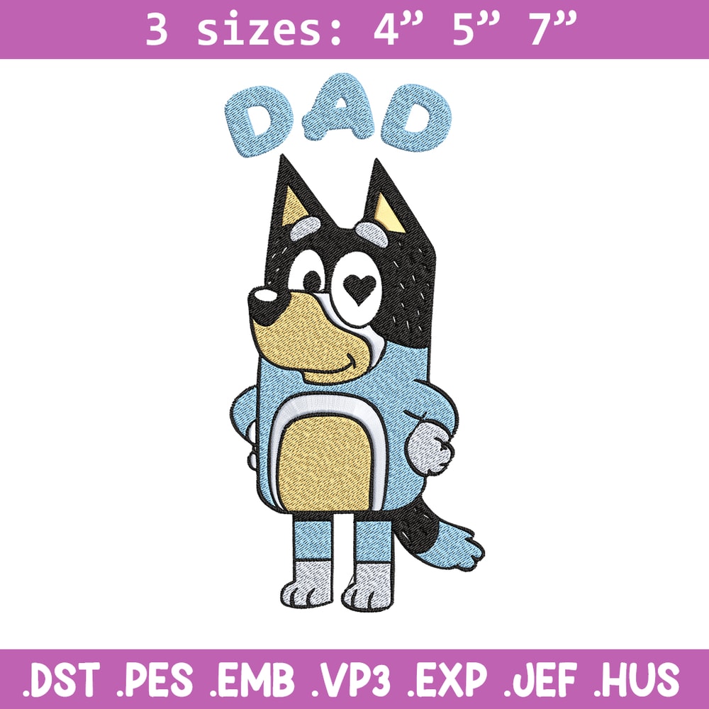 Bluey Dad Embroidery, Bandit Heeler Embroidery, Embroidery File, cartoon design, cartoon shirt, Digital download..jpg