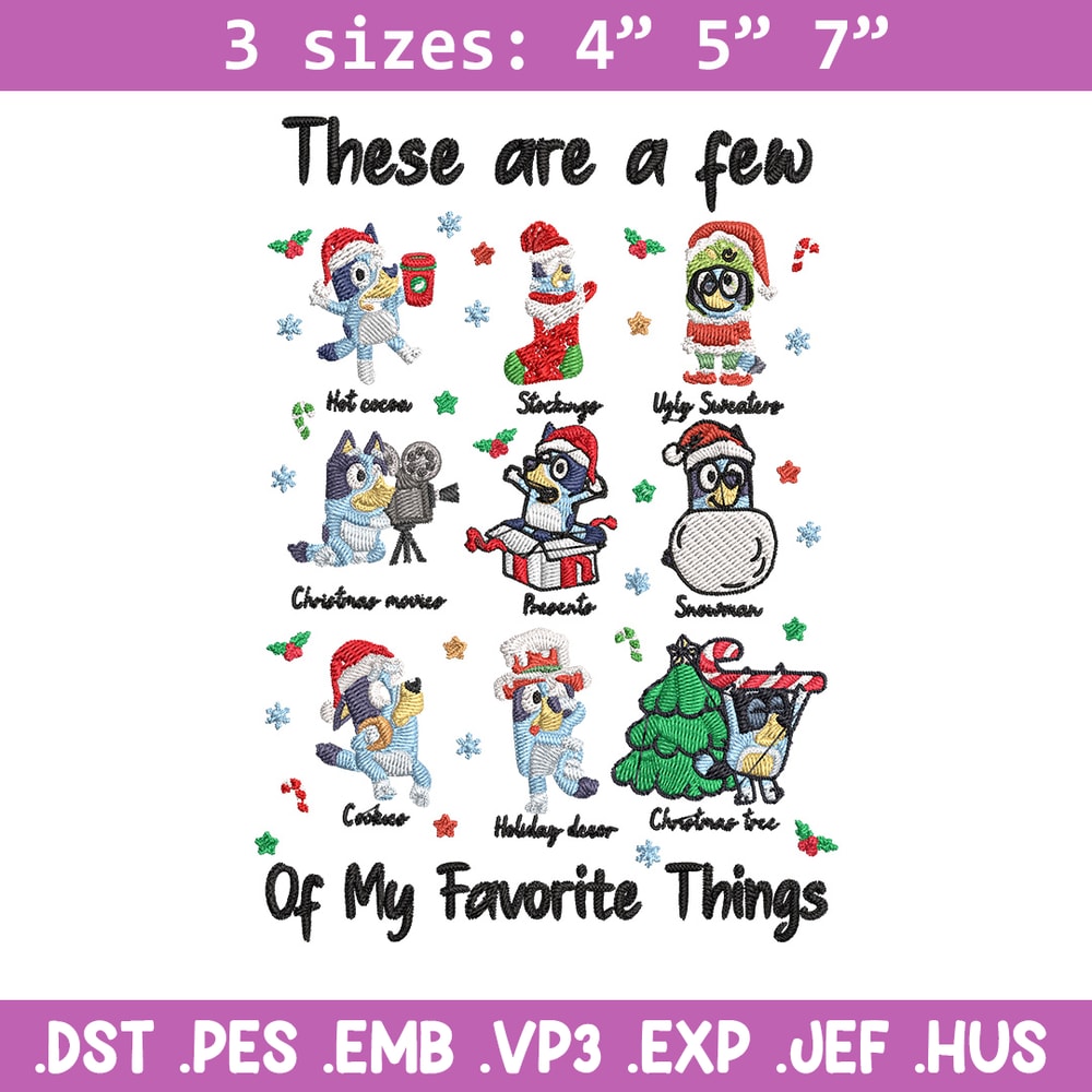 Bluey sticker Embroidery Design, Bluey Embroidery, Embroidery File, Chrismas Embroidery, Anime shirt, Digital download.jpg