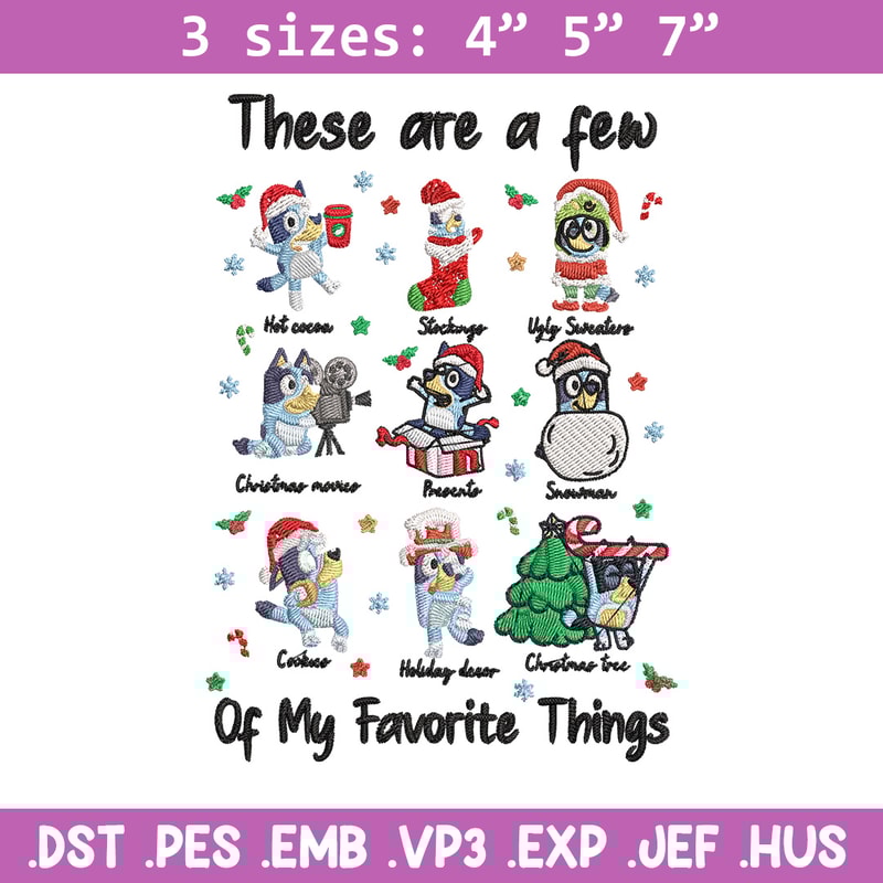 Bluey sticker Embroidery Design, Bluey Embroidery, Embroidery File, Chrismas Embroidery, Anime shirt, Digital download.jpg