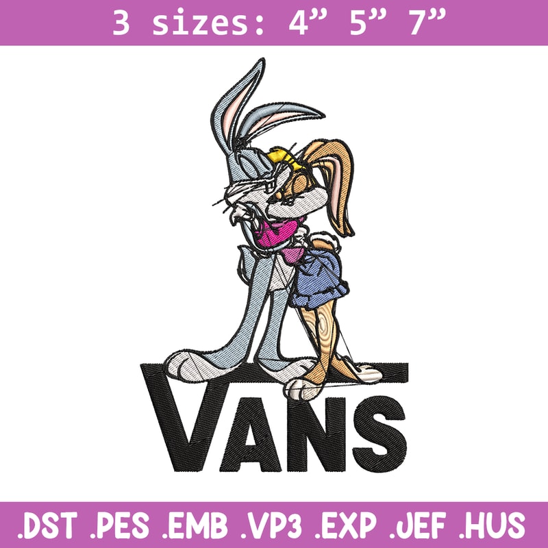 Bugs and Lola Bunny Vans Embroidery design, cartoon Embroidery, cartoon design, Embroidery File, Digital download..jpg