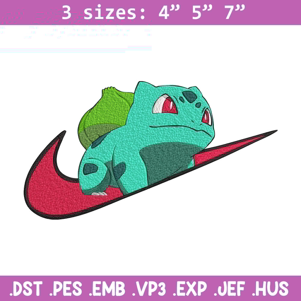 Bulbasaur x nike Embroidery Design, Pokemon Embroidery, Embroidery File, Nike Embroidery, Anime shirt, Digital download.jpg