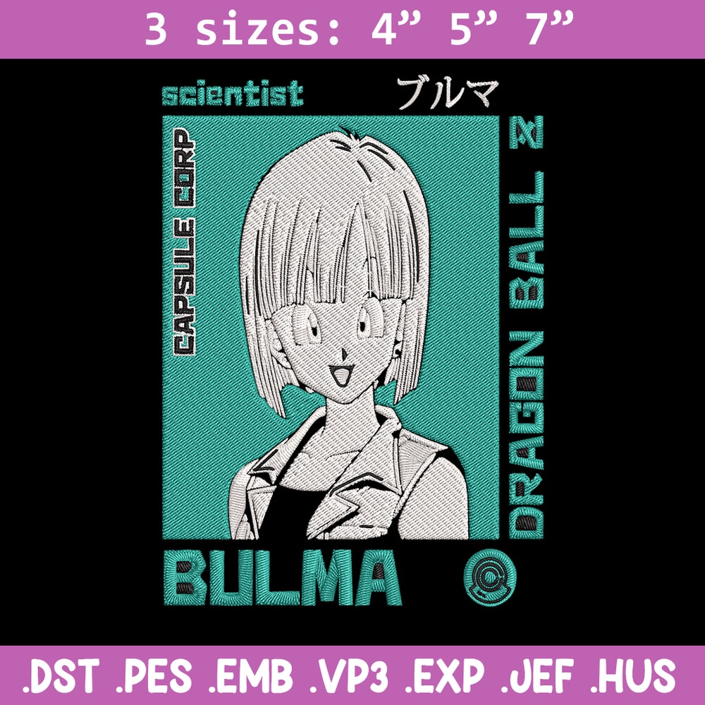 Bulma poster Embroidery Design, Dragonball Embroidery, Embroidery File, Anime Embroidery, Anime shirt, Digital download..jpg