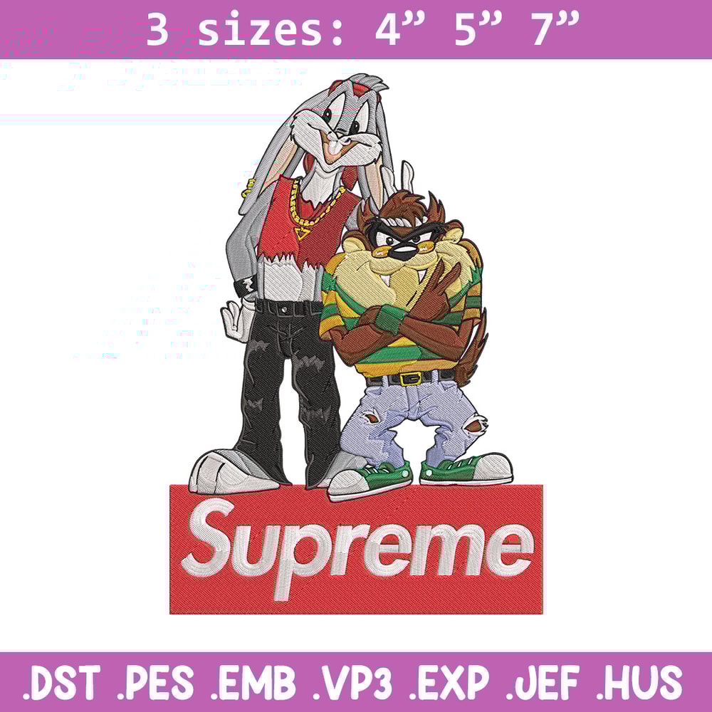 Bunny Taz Embroidery Design, Bunny Taz Embroidery, Embroidery File, Anime Embroidery, Supreme shirt, Digital download.jpg