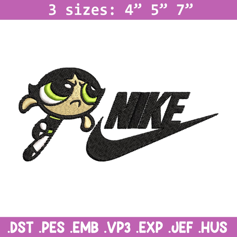 Buttercup Nike Embroidery design, Powerpuff Girls cartoon Embroidery, Nike design, Embroidery file, Instant download..jpg