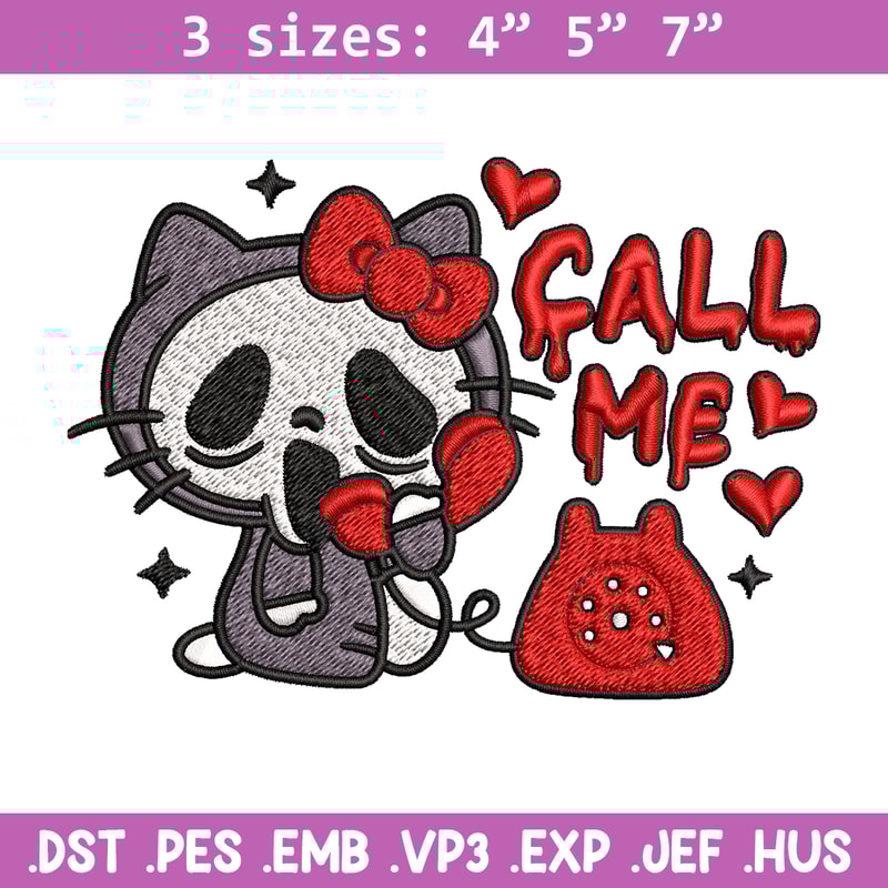 Call Me Scream Hello Kitty Embroidery design, Hallokitty Embroidery, cartoon design, Embroidery File, Digital download..jpg