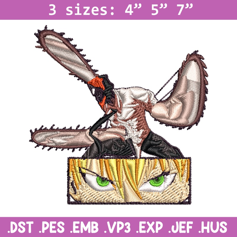 Chainsaw Embroidery Design, Chainsaw man Embroidery, Embroidery File, Anime Embroidery, Anime shirt, Digital download.jpg