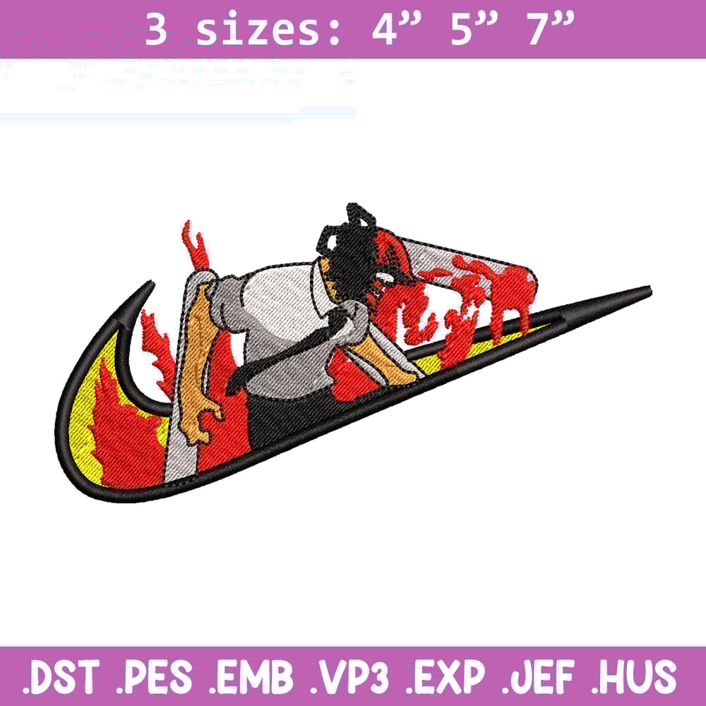 Chainsaw man Nike embroidery design, Chainsaw man embroidery, Nike design, anime design, anime shirt, Digital download.jpg