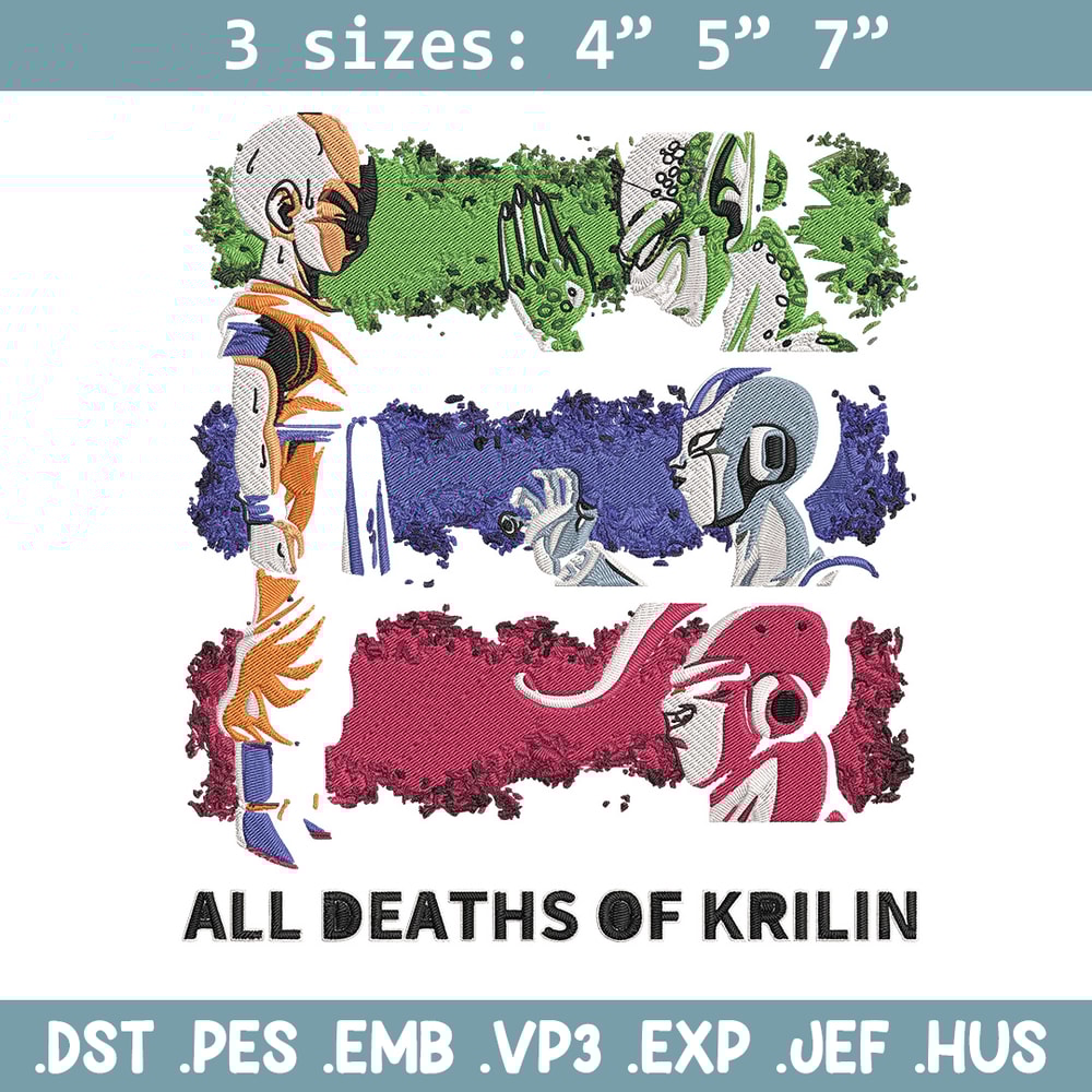 All deaths of krilin Embroidery Design, Dragonball Embroidery, Embroidery File, Anime Embroidery, Digital download.jpg